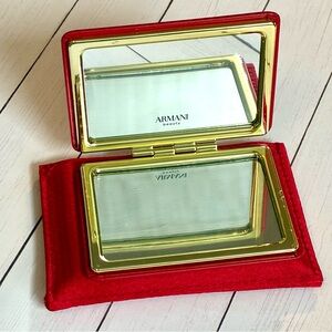 Giorgio Armani Red and Gold Compact Mirror NWT Armani Compact Mirror Beauty